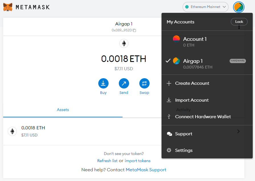 MetaMask Account Connected
