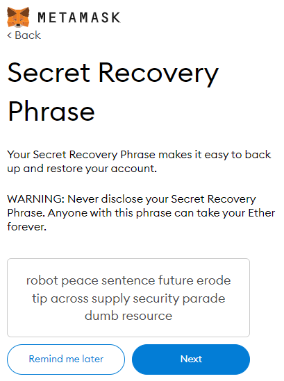 MetaMask Recovery Phrase Revealed