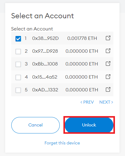 MetaMask Select Account