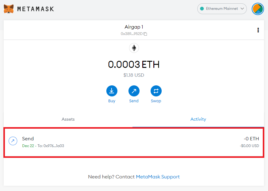 MetaMask Broadcast Transaction